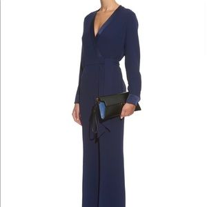 Diane von Furstenberg navy long sleeve jumpsuit